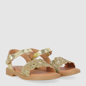 Sandalias de Piel - Oro - Tacón: Bajo