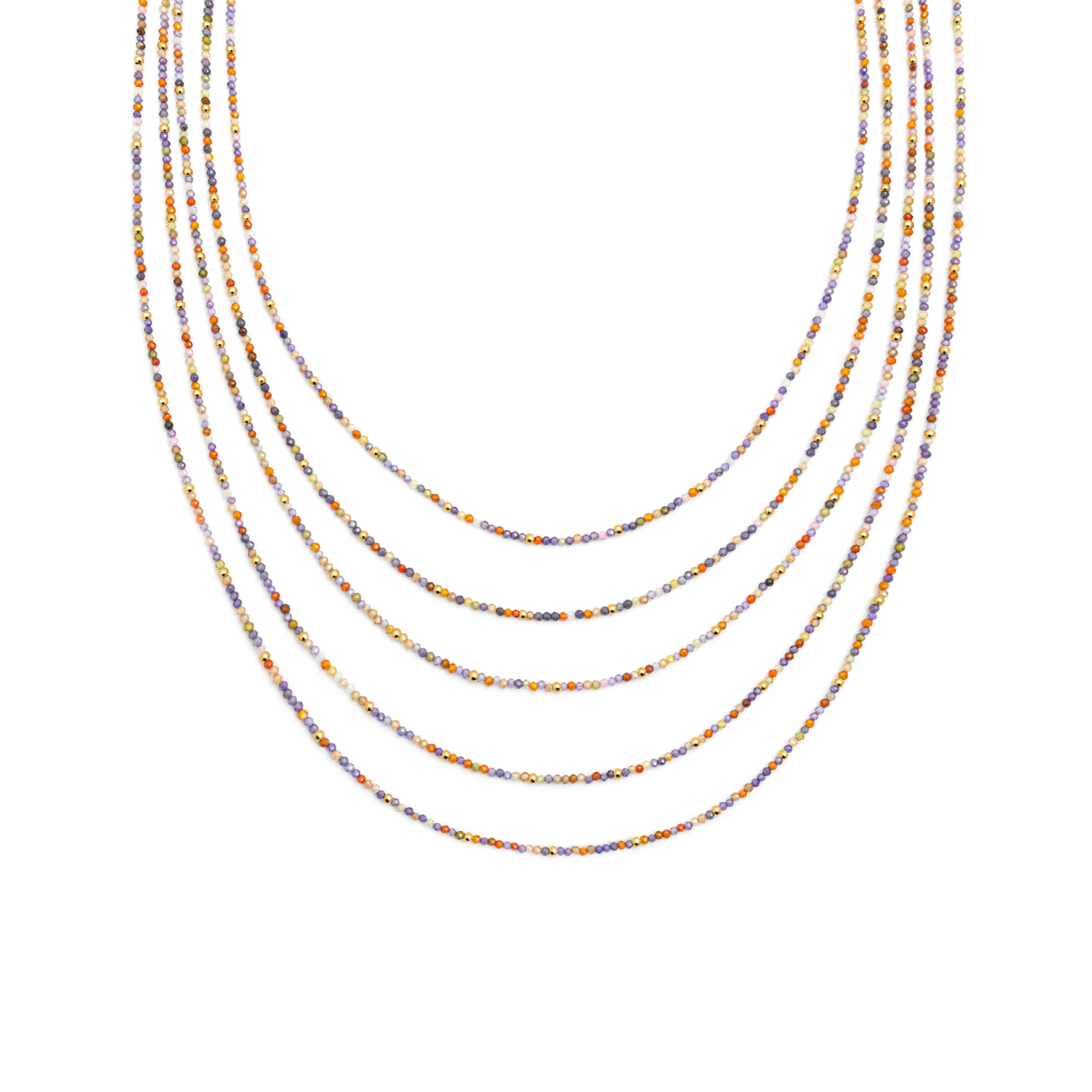 Collar Long Crystals Cleopatra Acero Baño Oro