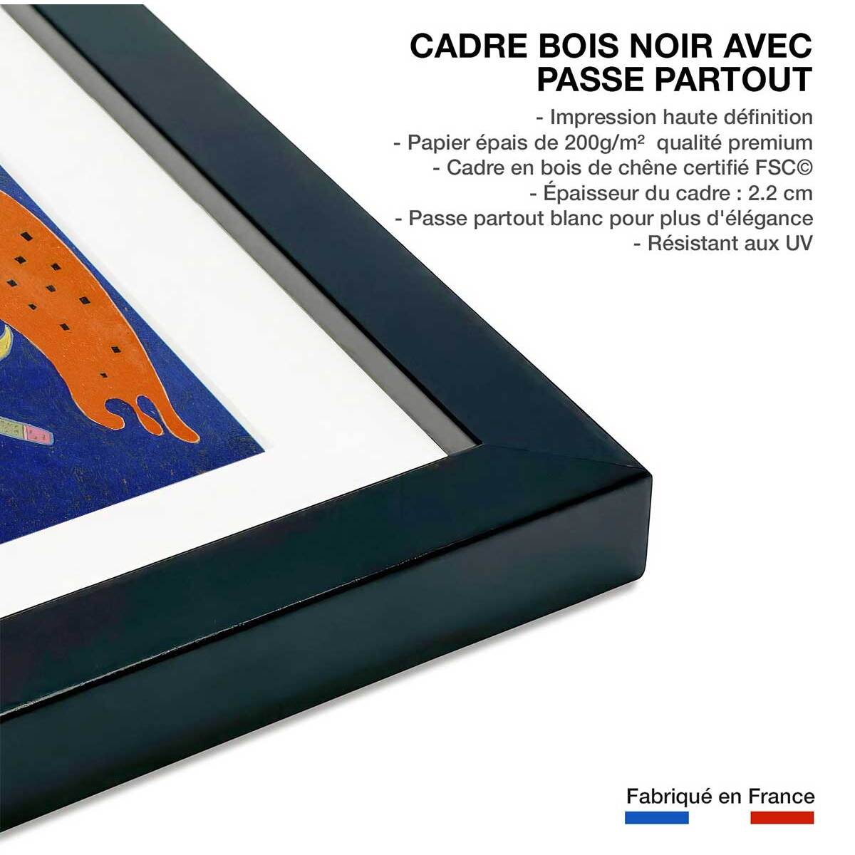 Poster La Flèche par Wassily Kandinsky Affiche + cadre en bois - Noir