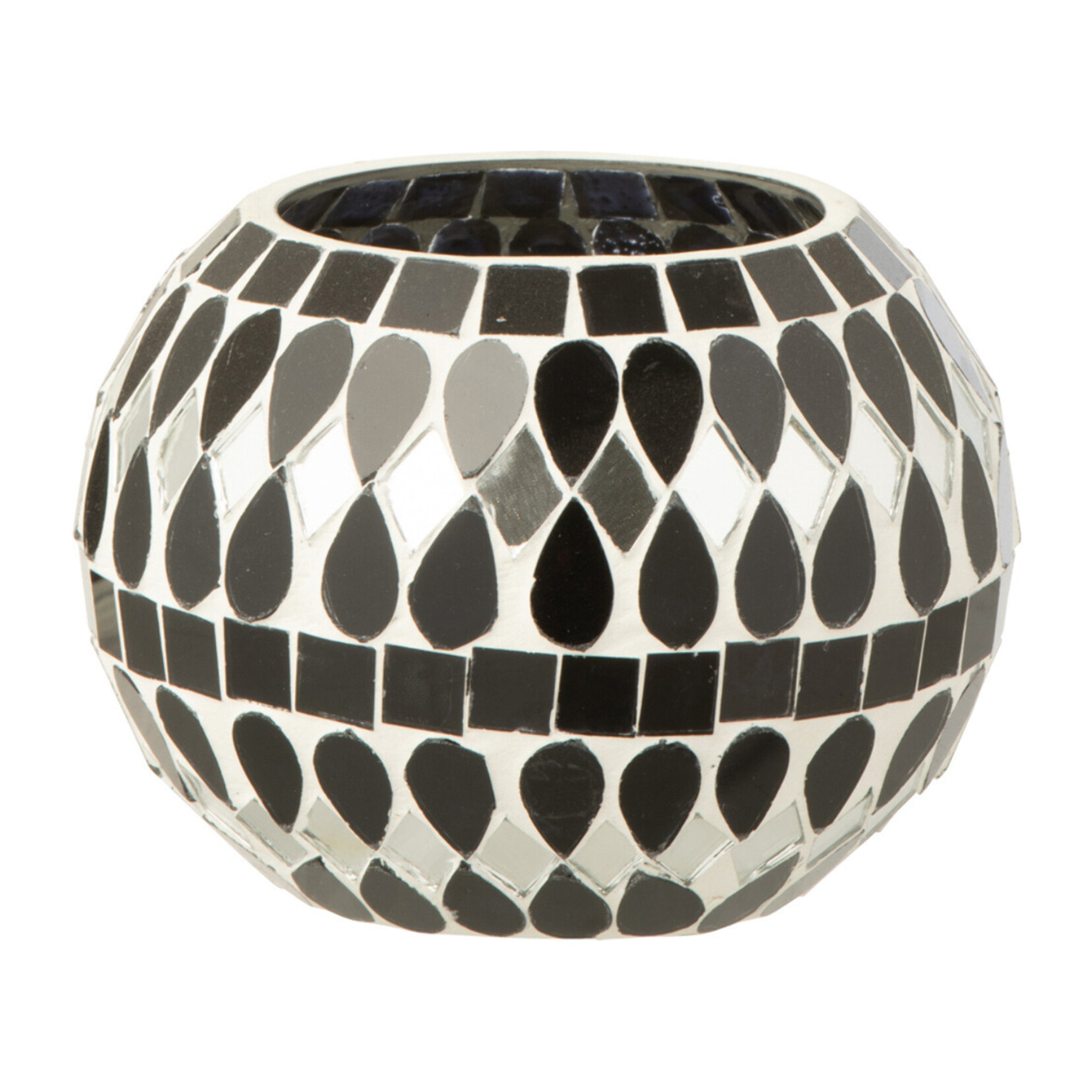 J-Line photophore Mosaïque - verre - noir/argent - small