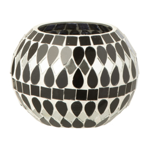 J-Line photophore Mosaïque - verre - noir/argent - small