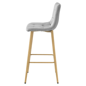 Sgabello Arceto in velluto grigio chiaro e gambe rovere