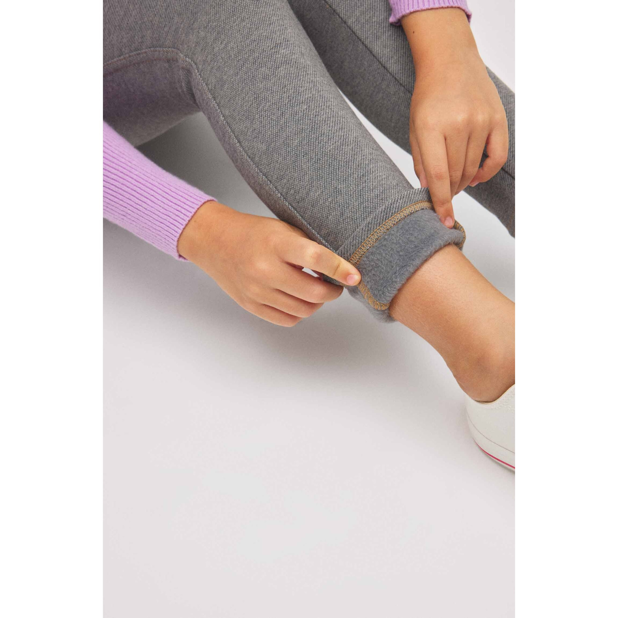 Leggings termici effetto denim grigio per bambine