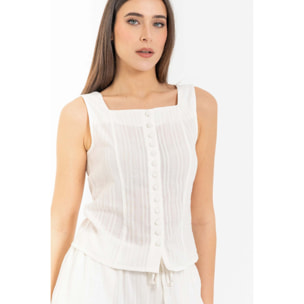 Kocca - Top in cotone a righe con scollo quadrato e bottoni Donna