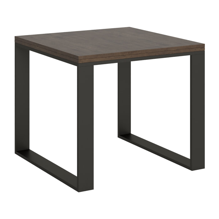 Table extensible portefeuille 90x90/180 cm Tecno Libra Noyer cadre Anthracite