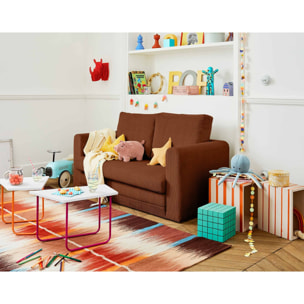 Marilia - canapé 2 places - convertible déplimousse - en velours côtelé - Terracotta