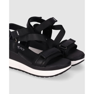 Sandalias de Tejido - Negro - Tacón: 7 cm