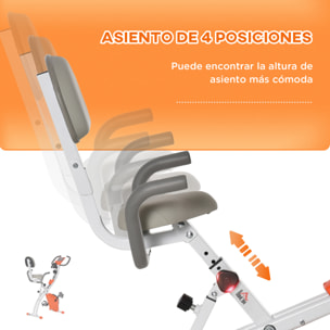 Bicicleta Estática Plegable Regulable en Altura Resistencia Magnética Ajustable Bicicleta de Ejercicio Fitness con Pantalla LCD y Asiento con Respaldo Sensor de Pulso 105x48x118 cm Naranja