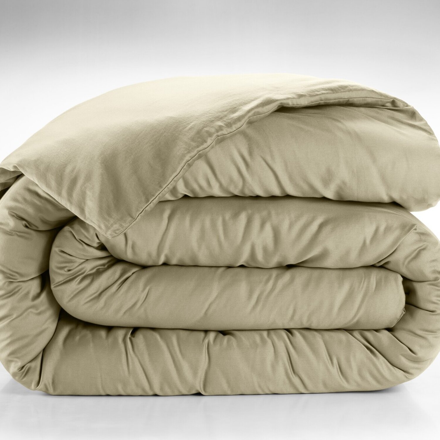 Housse de couette 100% satin de coton lavé 105 fils beige