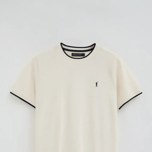 Maglietta ecrù in tessuto piquet con logo Rigby Go