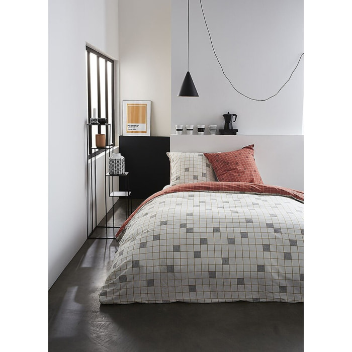 Parure Housse De Couette Réversible. 3pcs 100% coton 57fils Sunshine 4.14