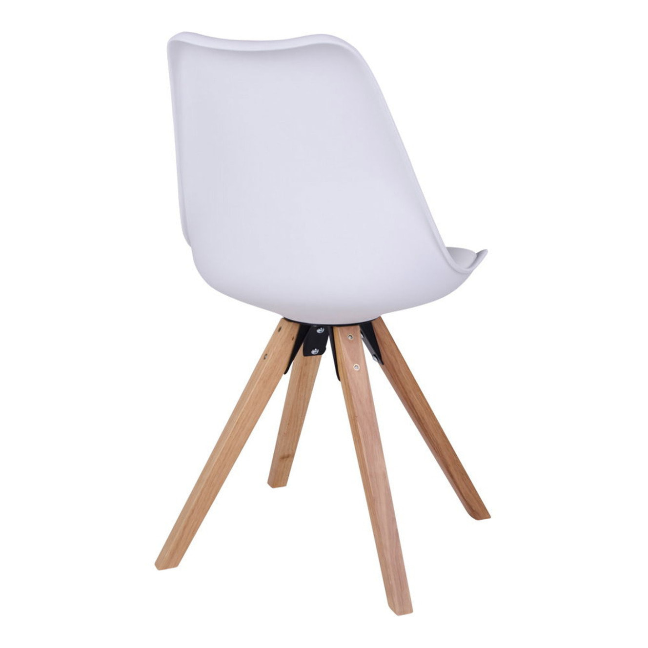 Set 2 sedie da pranzo Bergen in ecopelle bianca con gambe in legno naturale