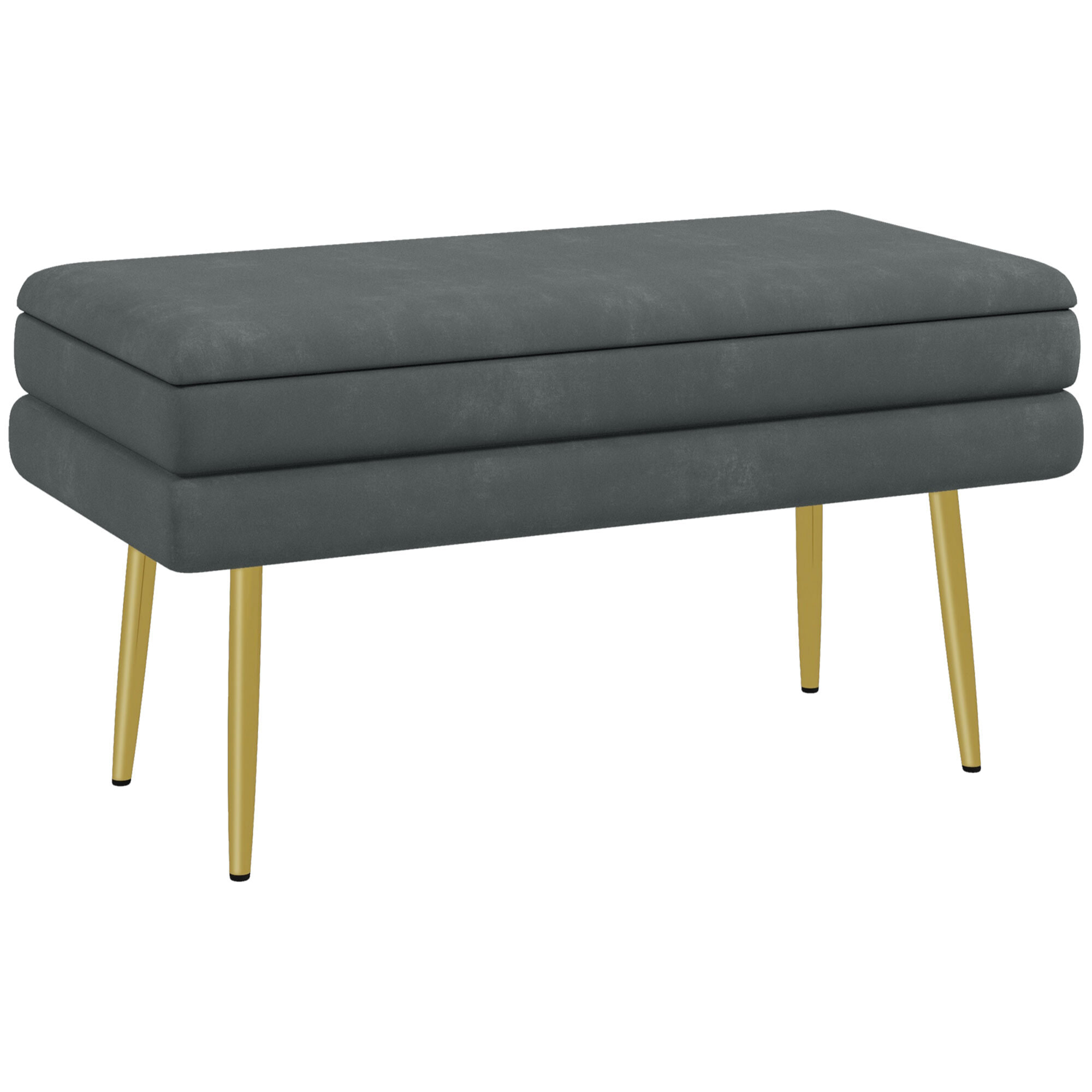 Baúl de Almacenaje para Dormitorio 30L Puff Almacenaje Tapizado en Terciopelo Banco de Almacenaje Desmontable con Patas de Acero para Entrada Salón 79,5x37,5x43 cm Gris Oscuro