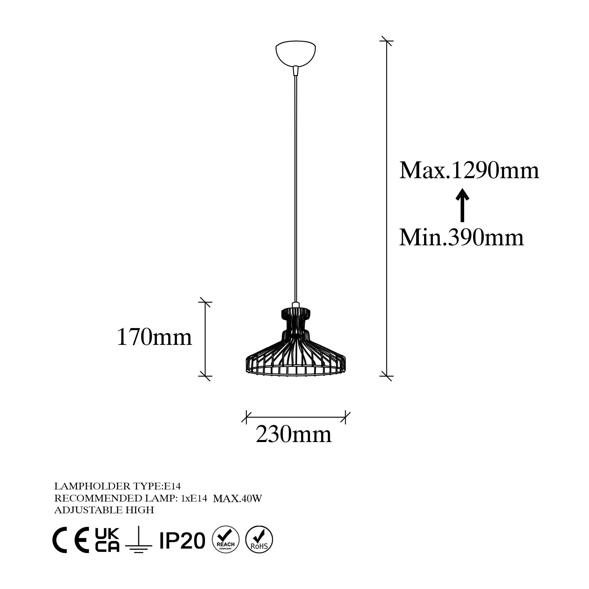 Lámpara de techo - Oro brillante, 23x23x129