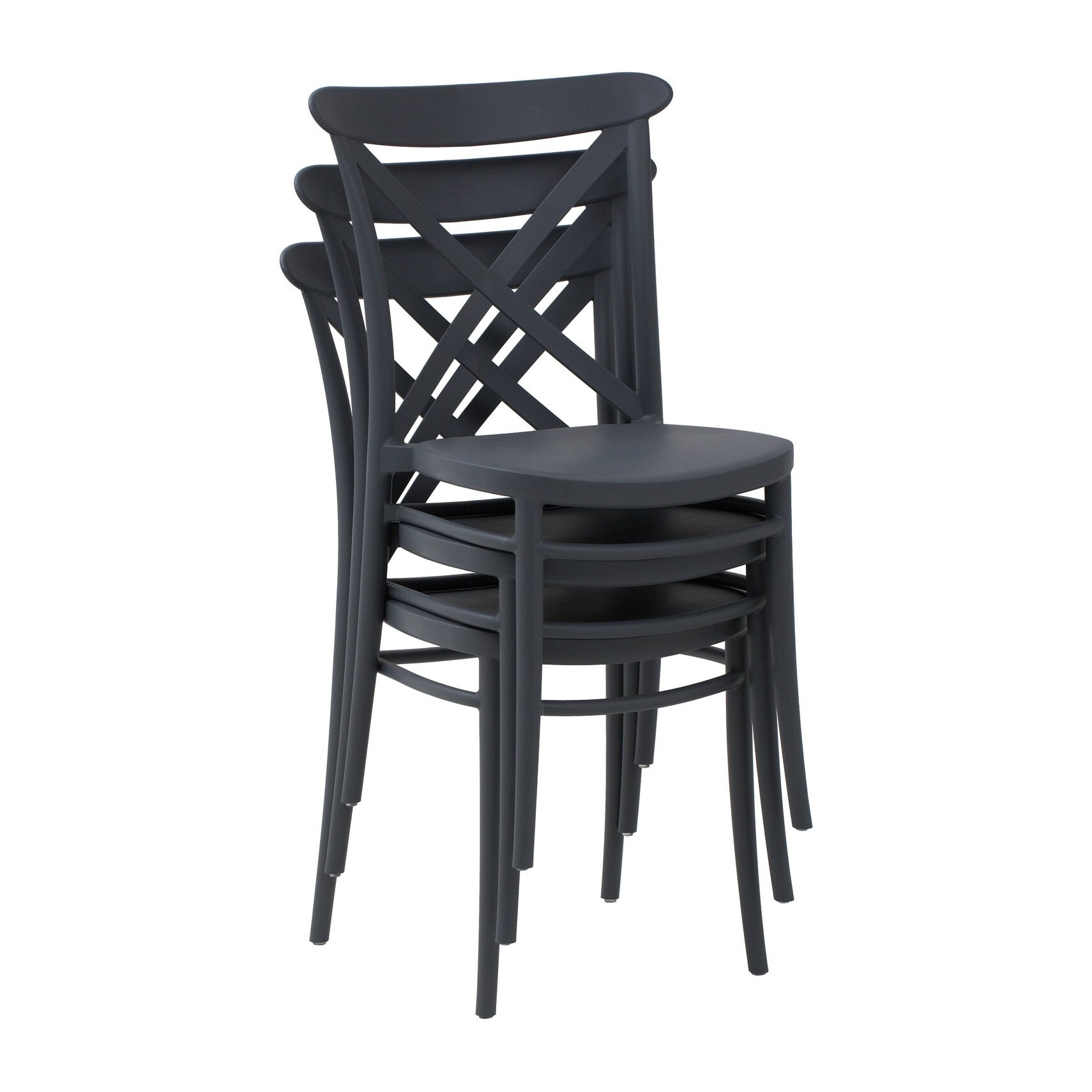 Set di 4 sedie ROTTERDAM in polipropilene antracite, impilabili