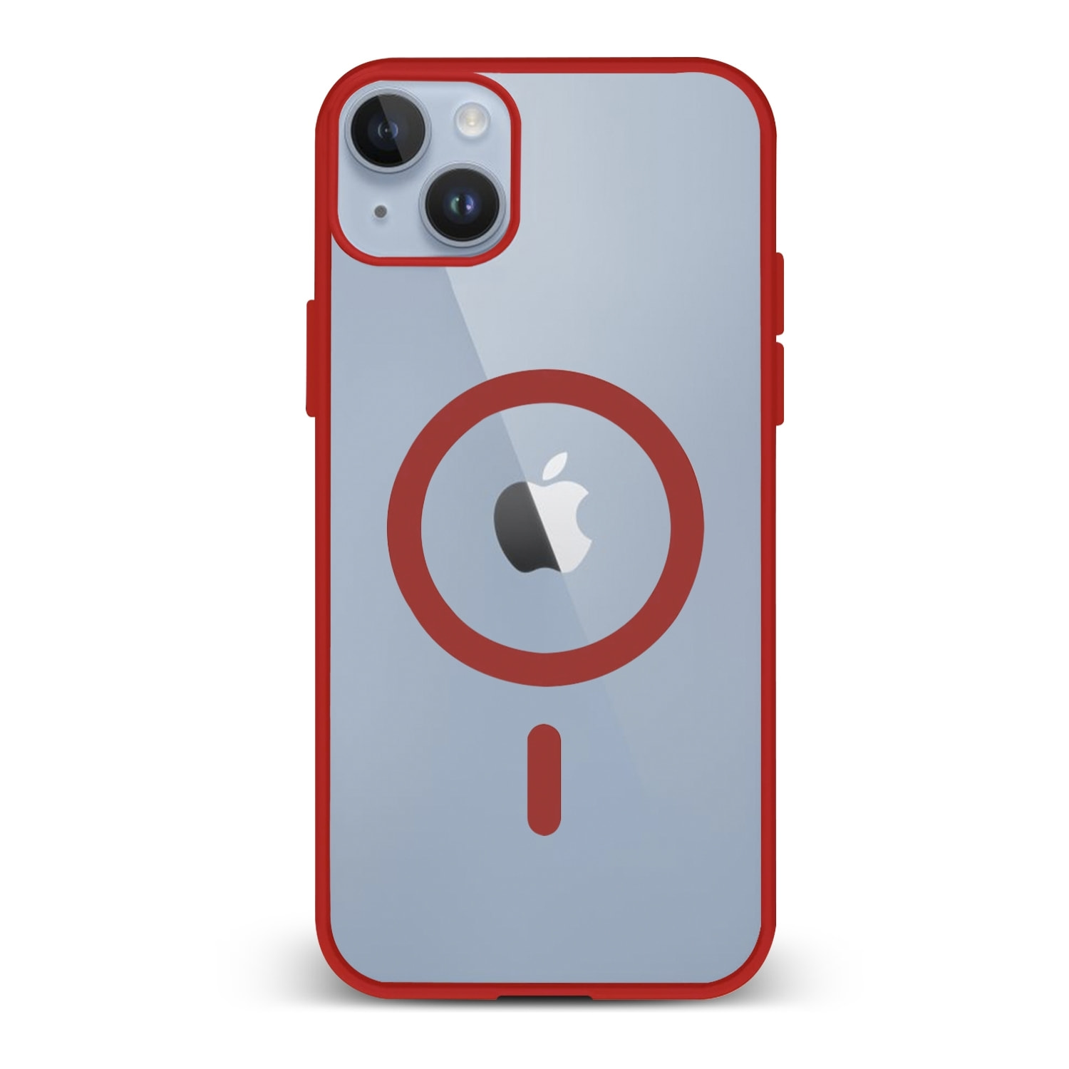 DAM Custodia ibrida anti-shock  Magsafe per iPhone 14 Plus. Bordi in silicone e retro in PVC. 8,09x1,06x16,36 cm. colore rosso