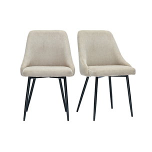 Chaises en tissu chenille beige et métal noir (lot de 2) HASTA