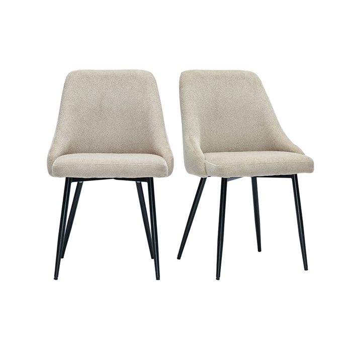 Chaises en tissu chenille beige et métal noir (lot de 2) HASTA