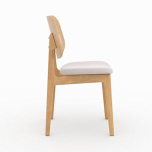Lot de 2 chaises en bois clair et tissu beige - Clyde