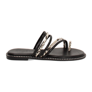Sandali bassi beige con pietre