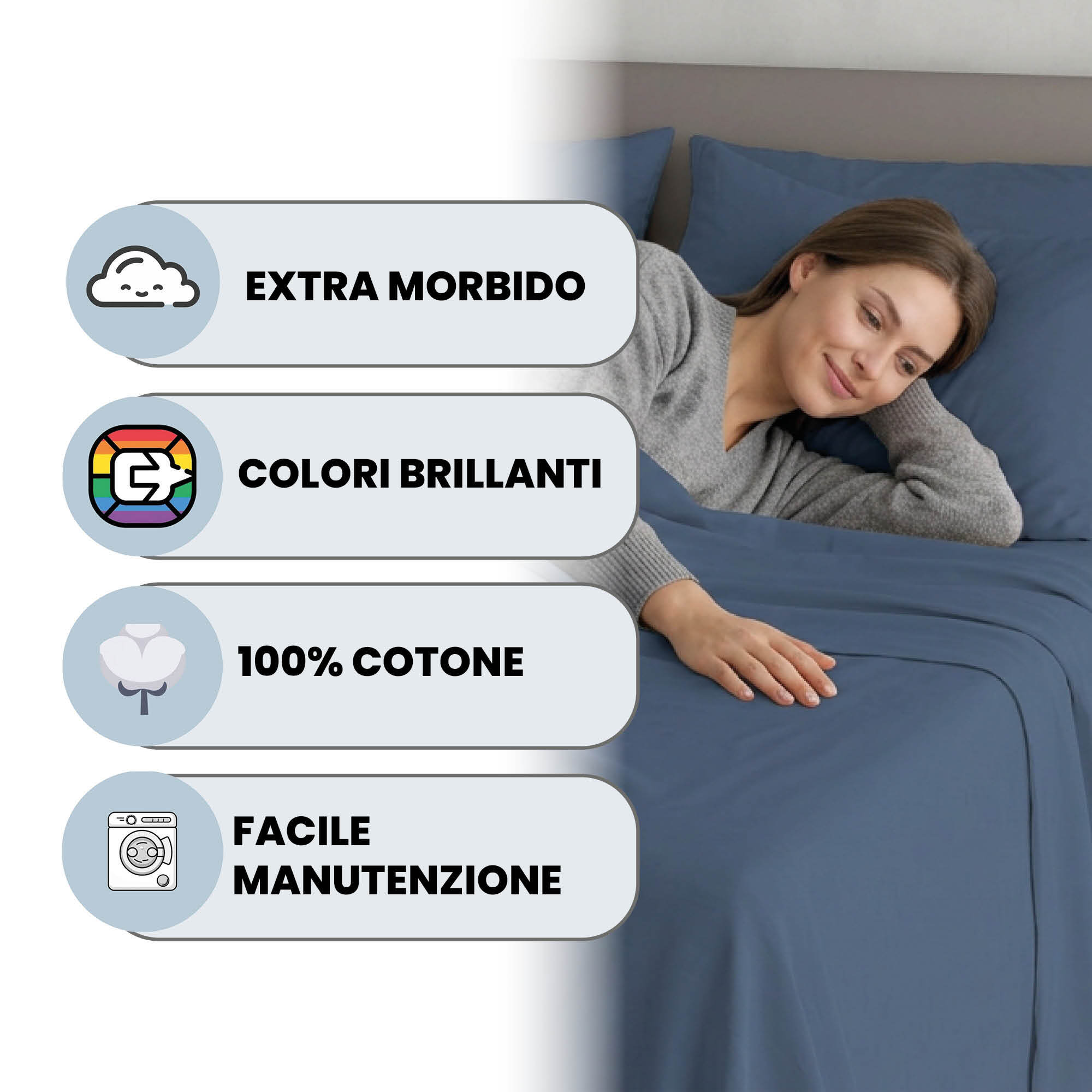 COMPLETO LETTO MAX COLOR MATRIMONIALE, 100% COTONE