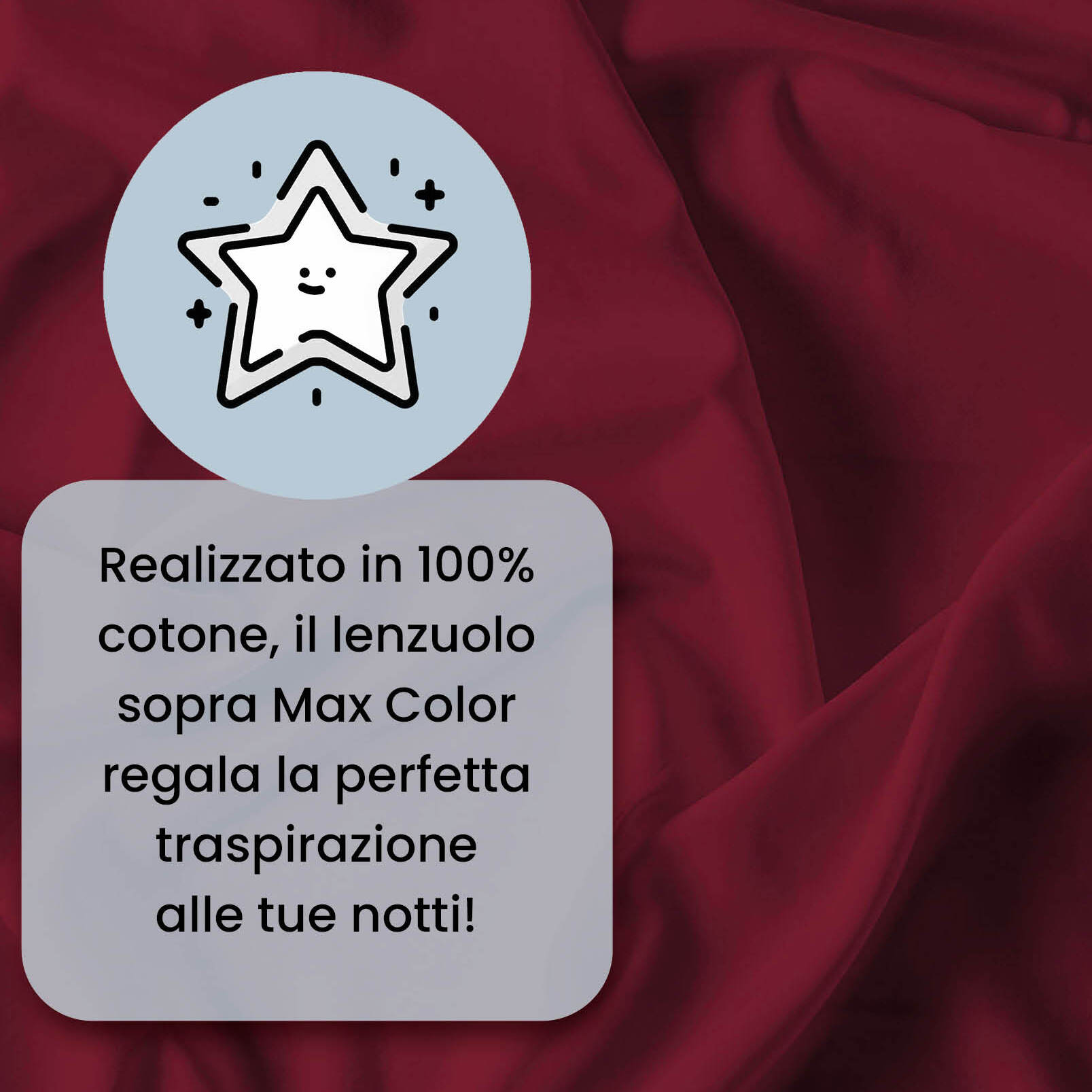 LENZUOLO SOPRA MAX COLOR, 100% Cotone, Tinta Unita, Made in Italy - BORDEAUX