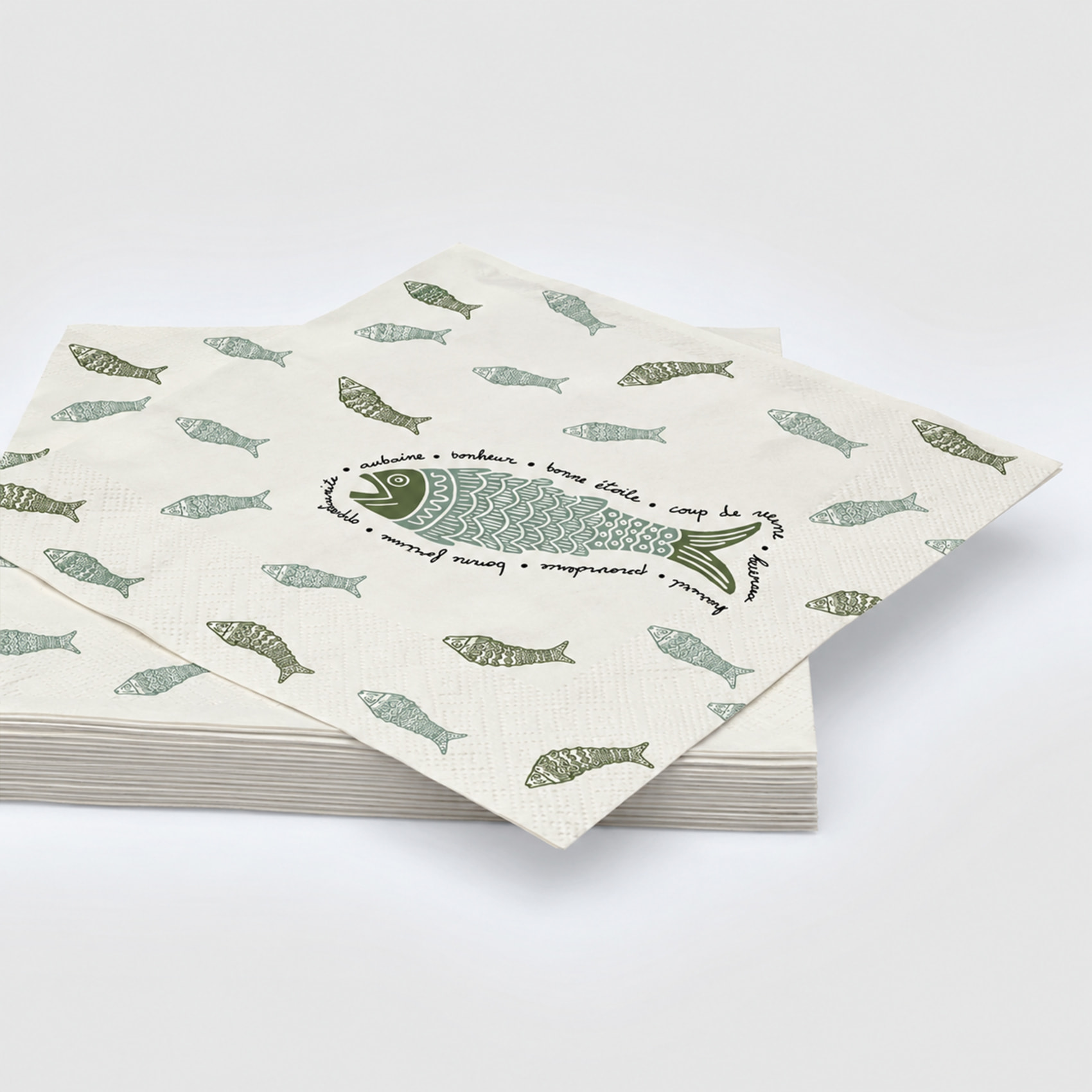 Lot de 20 serviettes en papier motif poisson - Bleu