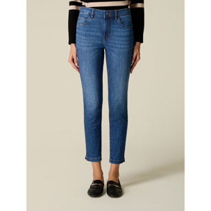 Oltre - Jeans skinny lavado con tachuelas en el bajo del pantalón - Azul
