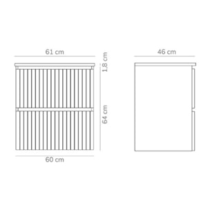 Conjunto de Baño Miya | Mueble de Baño Suspendido | 60 cm Blanco| Dos Cajones | Lavabo Encastrado | No incluye Espejo | Alday