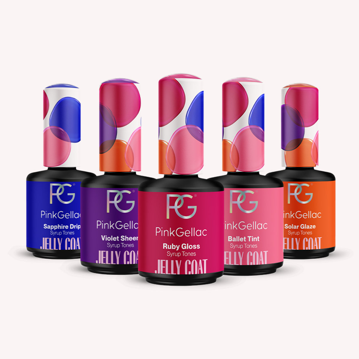 Set vernis semi-permanent - Syrup Tones - Jelly Coats - 5x 15 ml