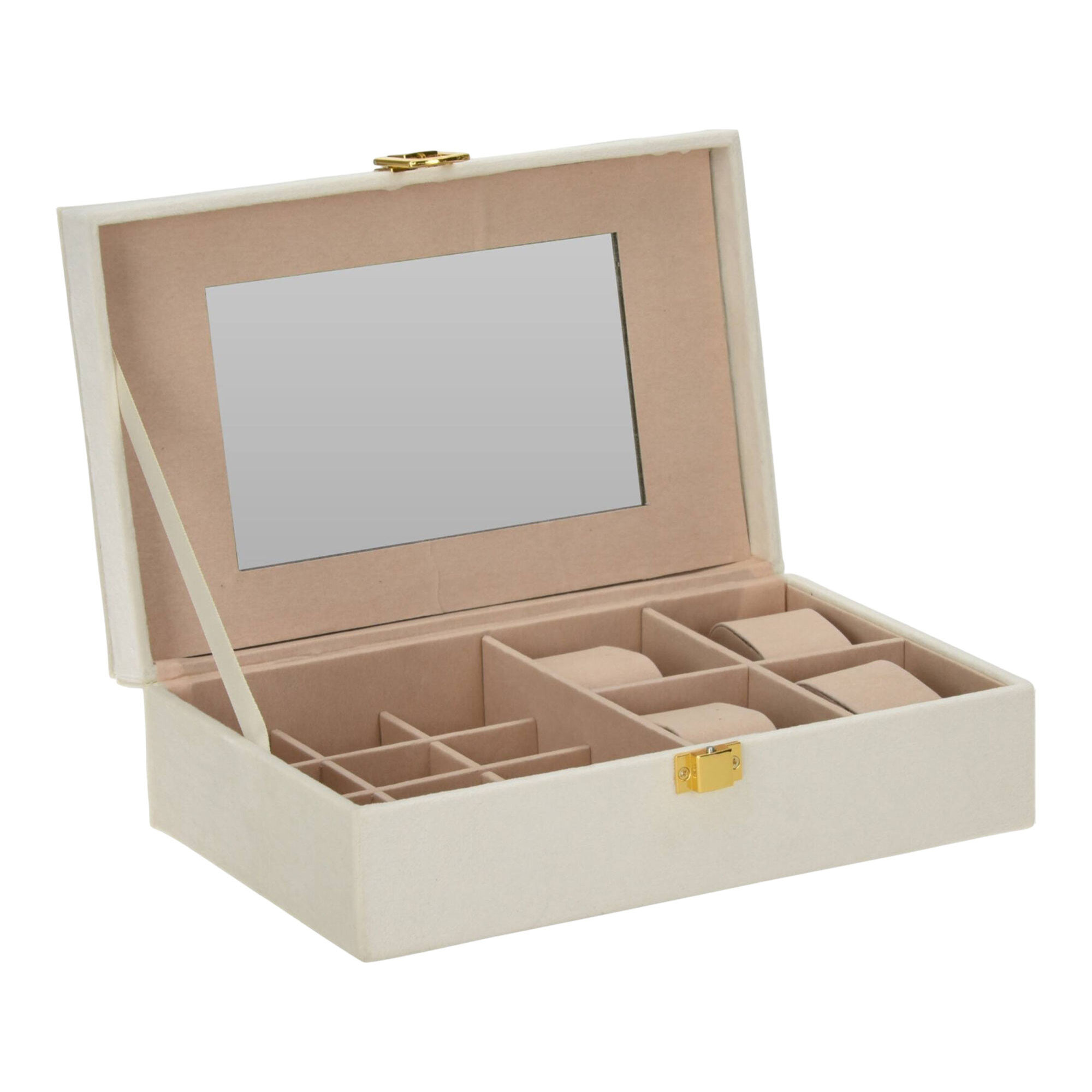 Well home - caja joyero con espejo color blanco 25x16x7cm