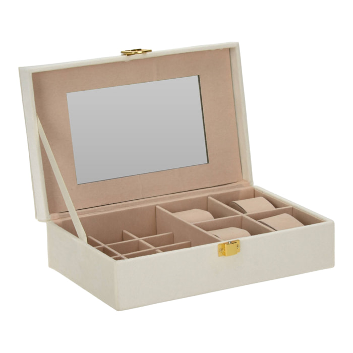 Well home - caja joyero con espejo color blanco 25x16x7cm
