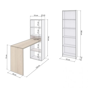 Pack escritorio y estantería Cosmic Plus Blanco Artik (Blanco Mate) - Roble Canadian