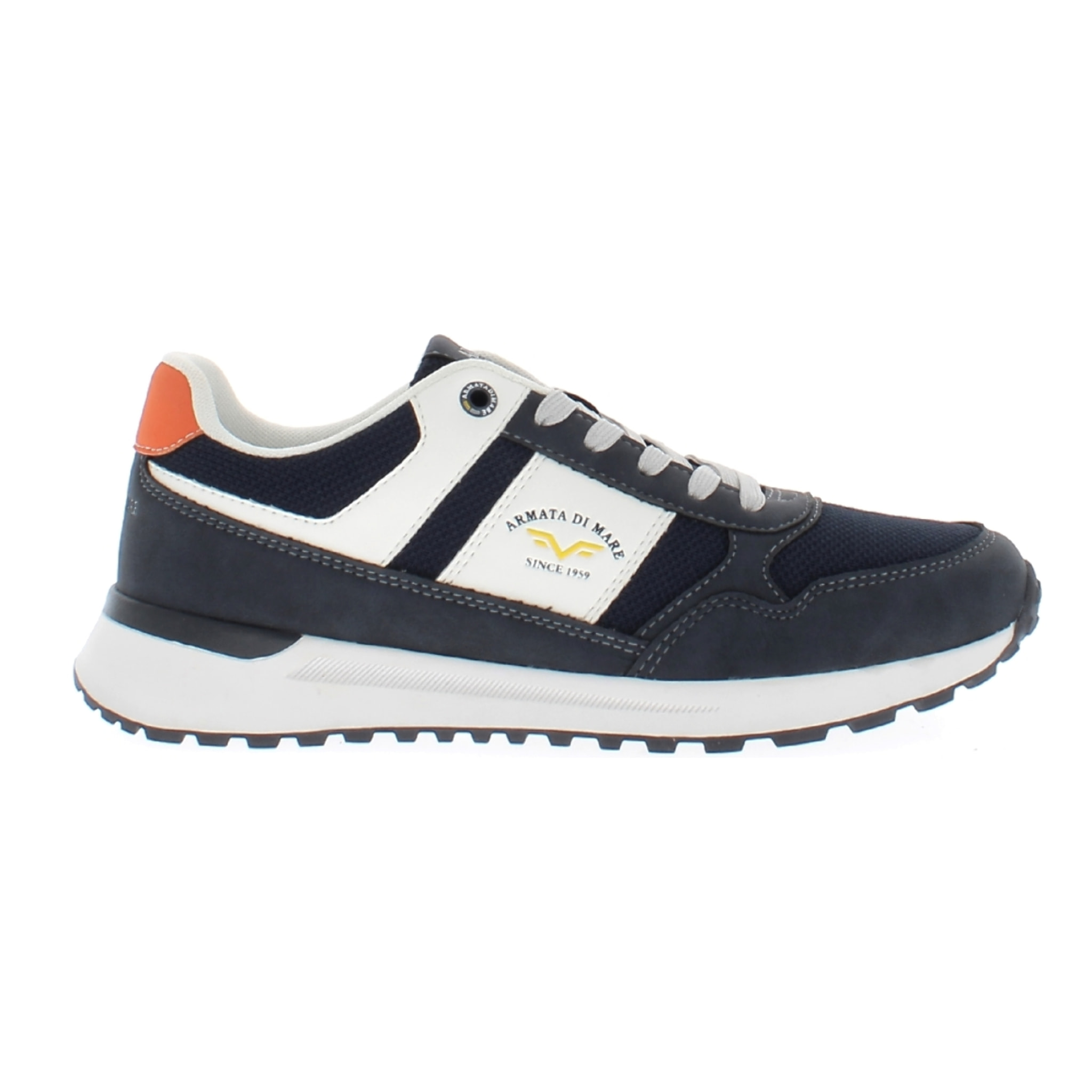 Armata di Mare Scarpe Uomo Sneakers Casual Stringate con Soletta Rimovibile in Memory Foam AMU S24L511 Navy Orange