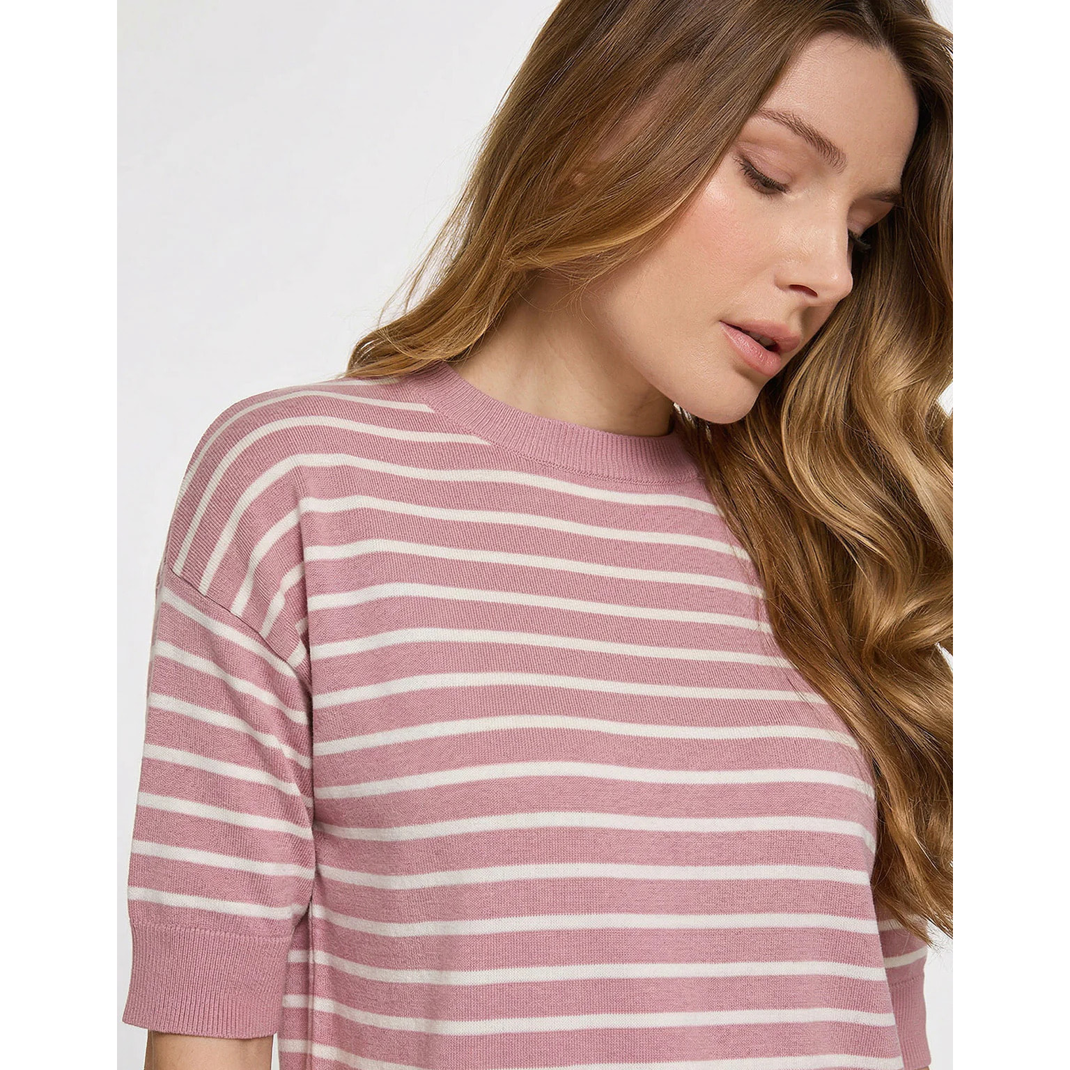 Camiseta de Punto a Rayas Rosa - Gratera