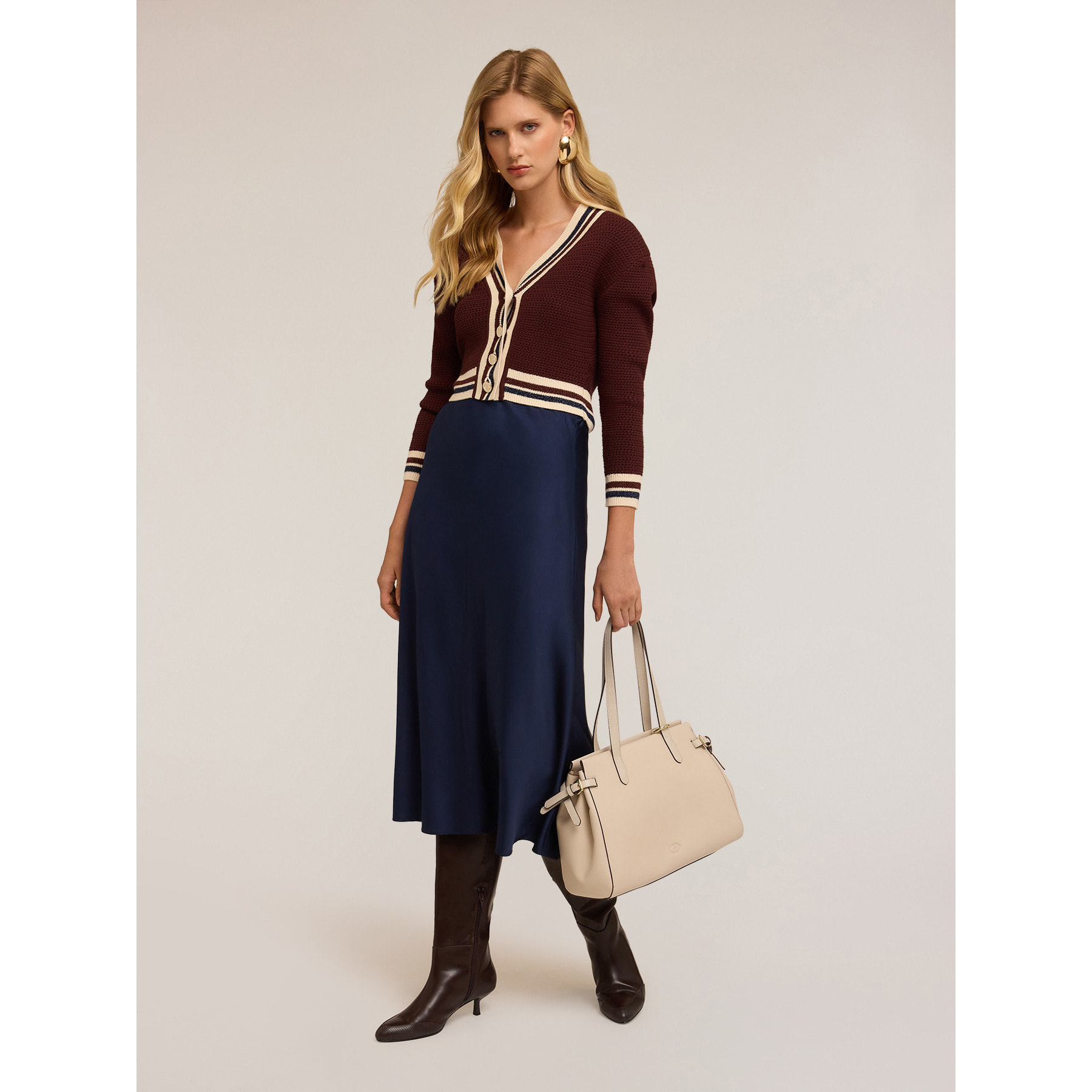 Motivi - Gonna midi in raso stretch - Blu