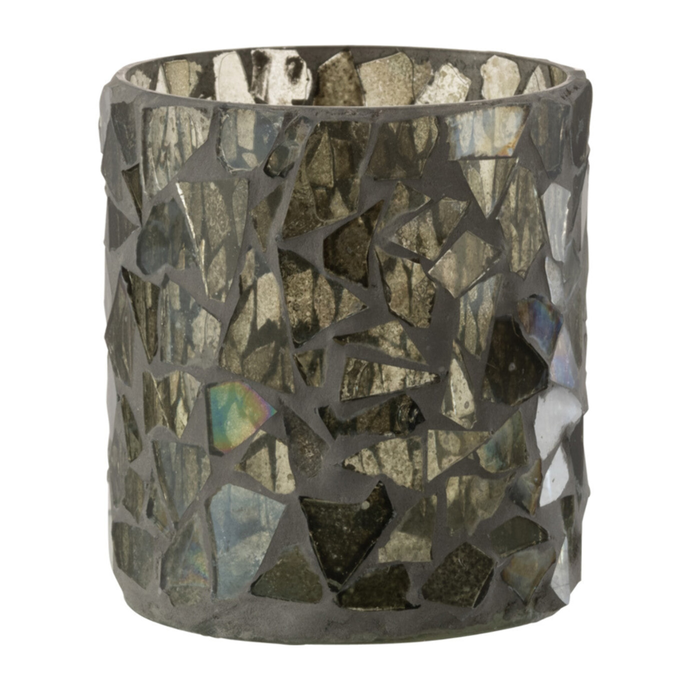 J-Line photophore Mosaïque - verre - gris/vert - small - 2 pcs