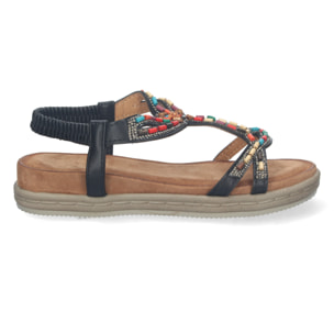 Sandalia Plana con Detalles y Elastico