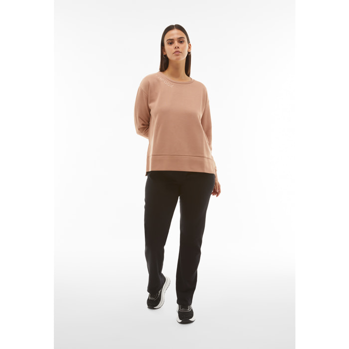 Pantaloni in cotone regular fit vita alta con coulisse