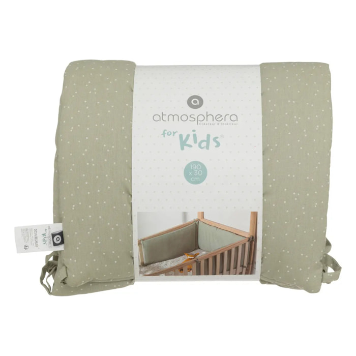 Tour de lit bébé en coton 190x30cm vert céladon