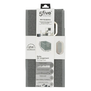 Panier tissu 15x31cm "Mix N' Modul" gris clair chiné