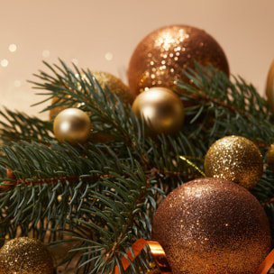 set de 100 bolas de navidad color ámbar pet con diferentes diseños y acabados