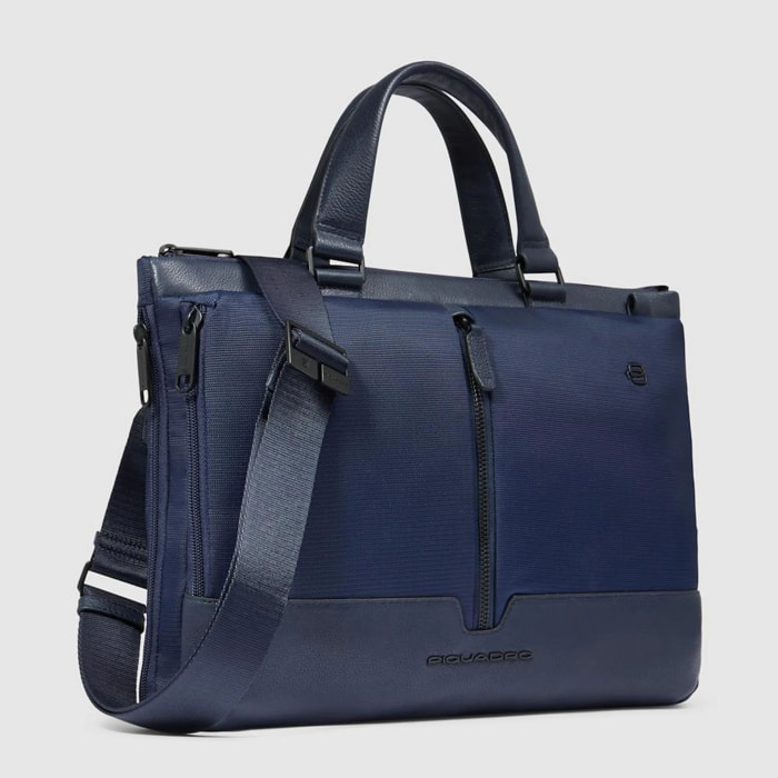 Piquadro Cartella da lavoro porta PC e porta iPad® in tessuto riciclato con protezione anti-frode RFID