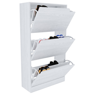 Scarpiera Portascarpe 3 Ante In Legno MDF Salvaspazio A Ribalta Maniglie A Scomparsa Per Ingresso Soggiorno Casa Camera 115x24x63 Cm Bianco