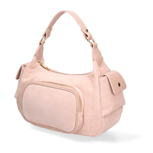 Borsa a spalla da donna Made in Italy - Modello Ardena - Pelle scamosciata - 30.0 x 17.0 x 12.0 cm