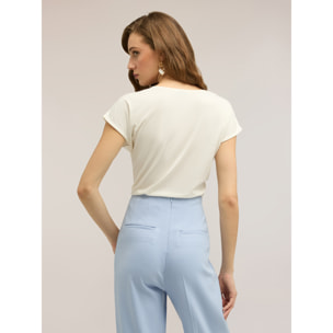 Motivi - Camiseta con bordado de lentejuelas - Blanco