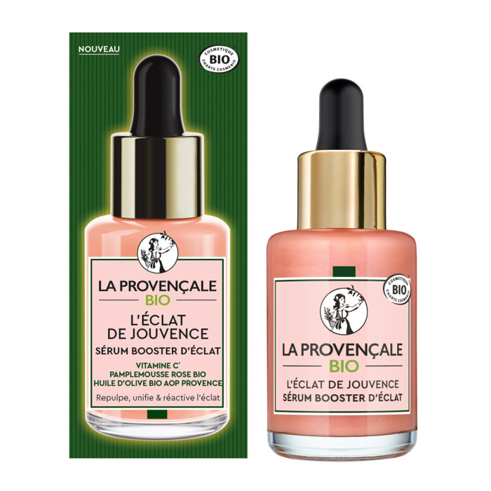 La Provençale Peptide-Eclat - Sérum Rose Booster d'Eclat Anti-fatigue - Olive violette - Peptides, Vitamine C* & Pigments lumine