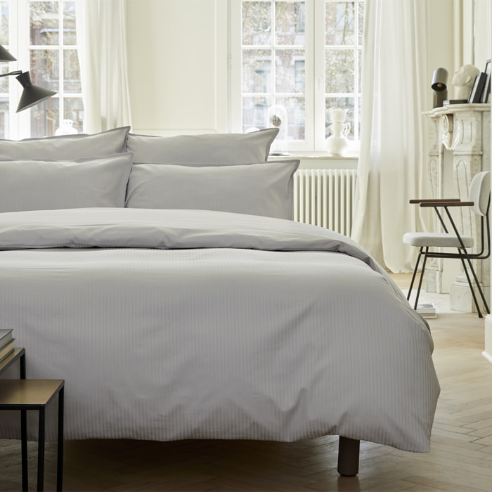 Housse de couette unie en satin de coton, GRAND HOTEL, Gris Argent