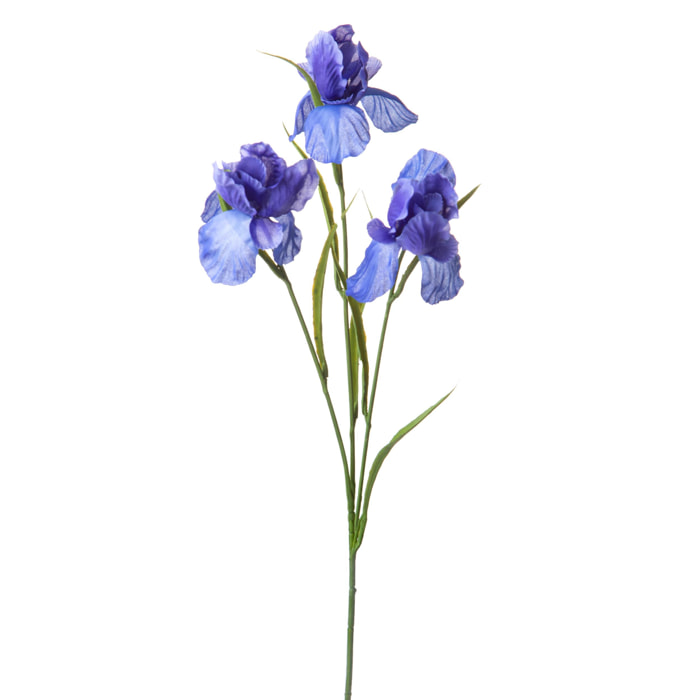 Iris 60 Cm Per 3 Fiori - Pezzi 12 - 15X60X16cm - Colore: Blu - Bianchi Dino - Fiori Artificiali