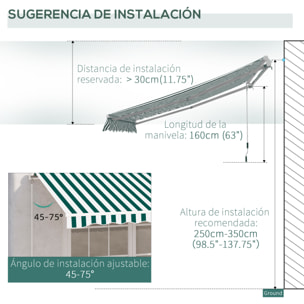 Toldo con áÂngulo Ajustable de Aluminio 2.95x2.5m Verde